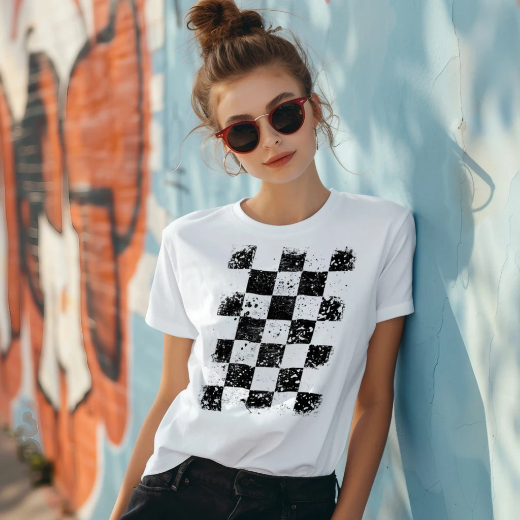 Womens T-Shirt - Faded Checkered